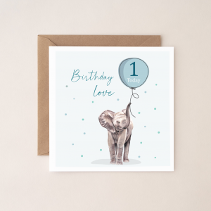 1st Birthday Card Elephant
